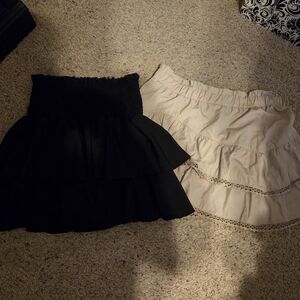 Chic Black and Cream Women's Mini Skirt Set